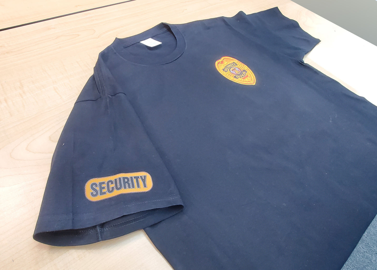 Security Guard Yellow Stitch effect print T-shirt - Short Sleeves shirt cotton black