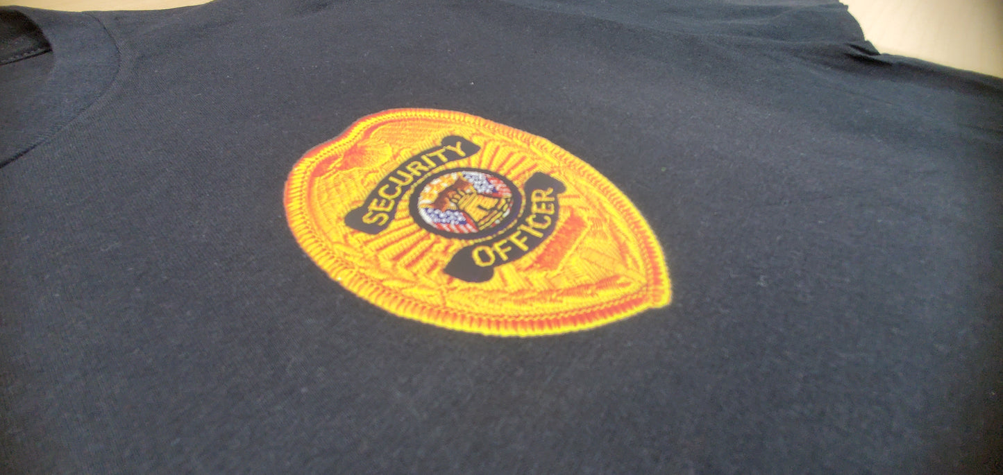 Security Guard Yellow Stitch effect print T-shirt - Short Sleeves shirt cotton black