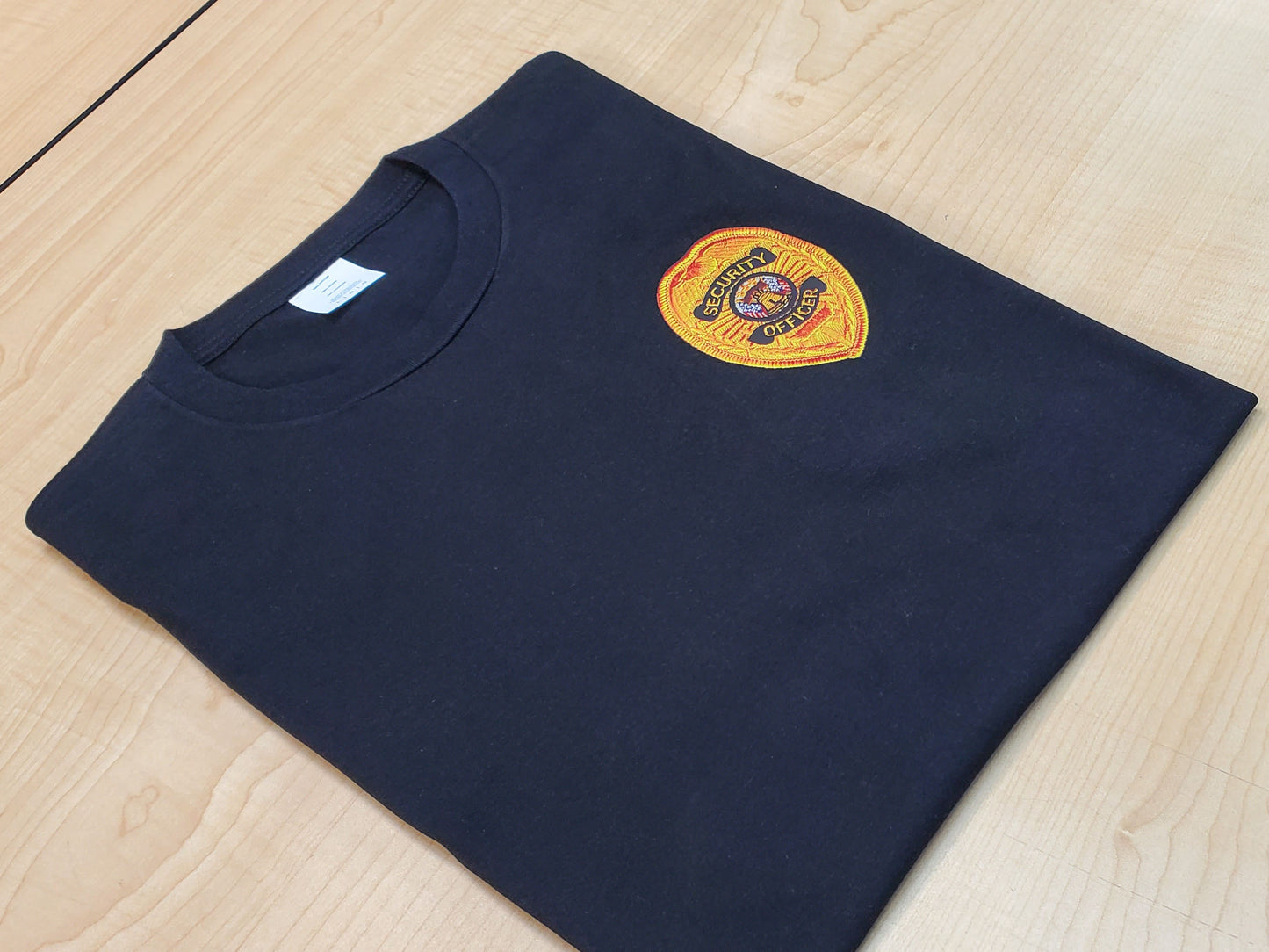 Security Guard Yellow Stitch effect print T-shirt - Short Sleeves shirt cotton black