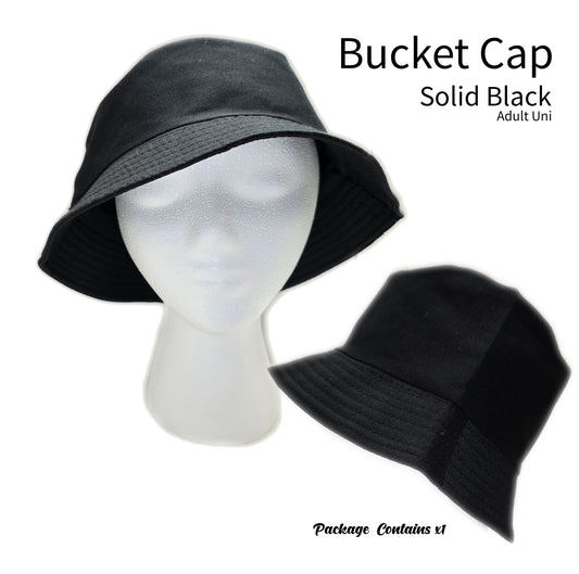 Black Bucket Cap Solid Color Bucket Hat Adult Size fits most