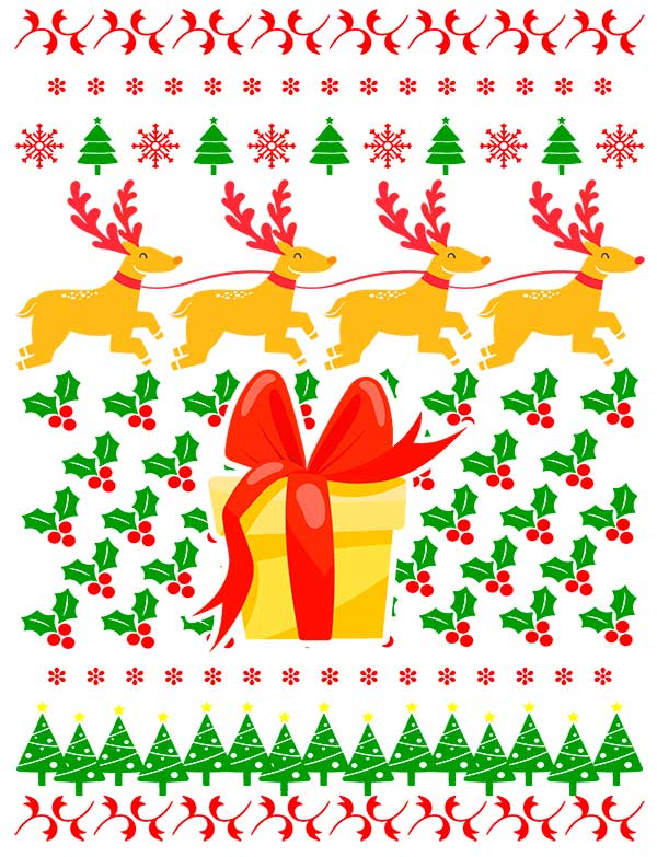 Reindeer Merry Christmas Ugly Sweater Design Christmas shirt holiday t-shirt short sleeves adult