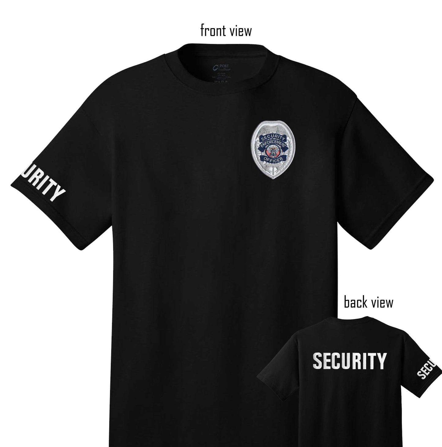 Security Guard T-Shirt Stitch effect print - Short Sleeves cotton black