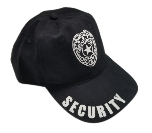 Security Cap Adjustable Black cotton with brim print - Brushed Twill Low Profile Cap