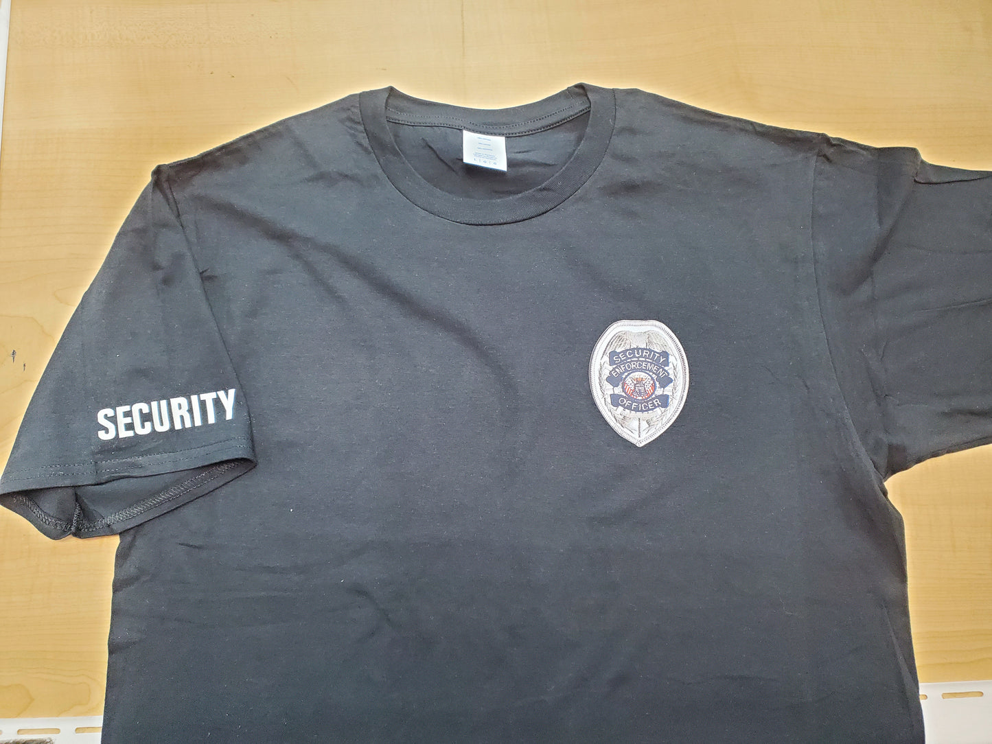 Security Guard T-Shirt Stitch effect print - Short Sleeves cotton black