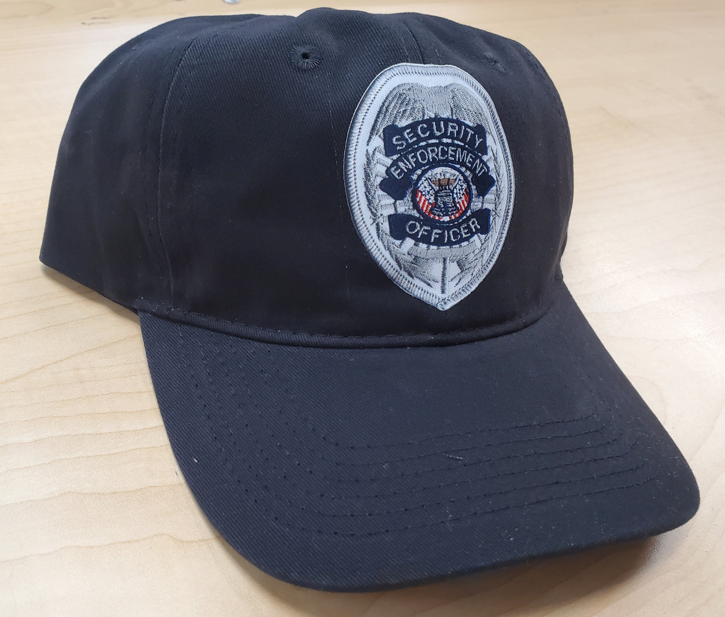 Security Guard Stitch Effect  Print - Cap Adjustable Black cotton - Brushed Twill Low Profile Cap