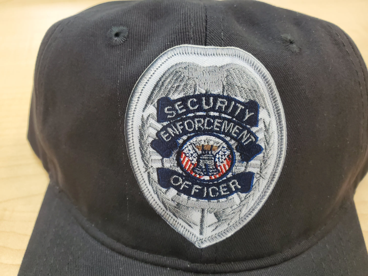 Security Guard Stitch Effect  Print - Cap Adjustable Black cotton - Brushed Twill Low Profile Cap