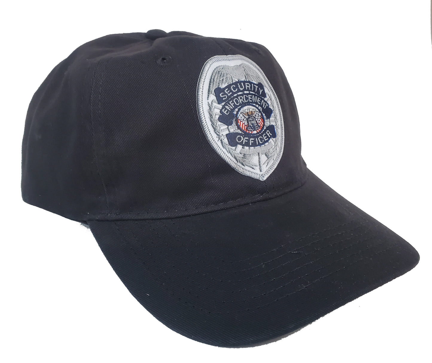 Security Guard Stitch Effect  Print - Cap Adjustable Black cotton - Brushed Twill Low Profile Cap