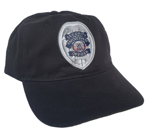 Security Guard Stitch Effect  Print - Cap Adjustable Black cotton - Brushed Twill Low Profile Cap