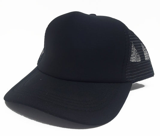 Foam/Mesh Trucker Cap - Black 5 Panel adjustable hat