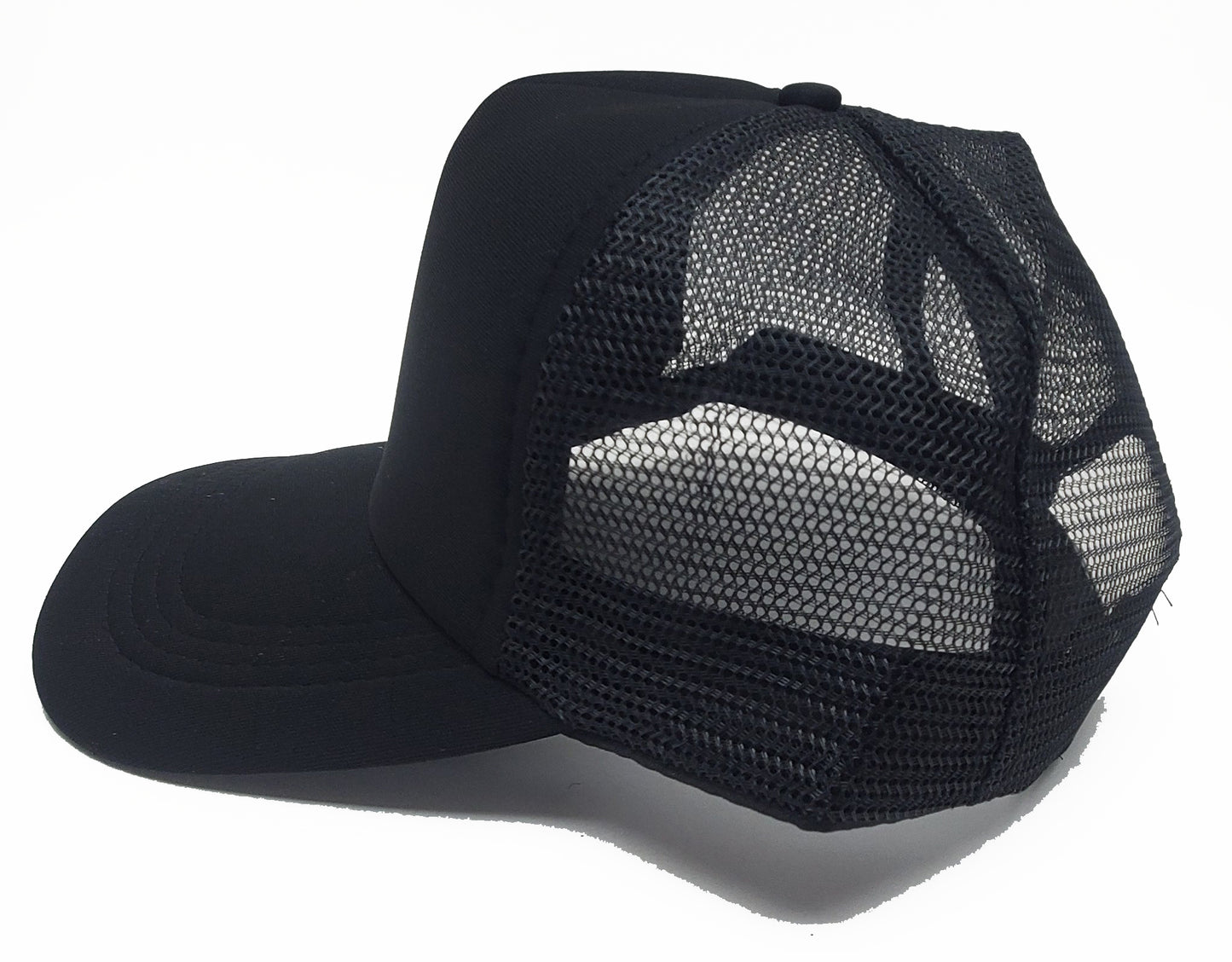 Foam/Mesh Trucker Cap - Black 5 Panel adjustable hat