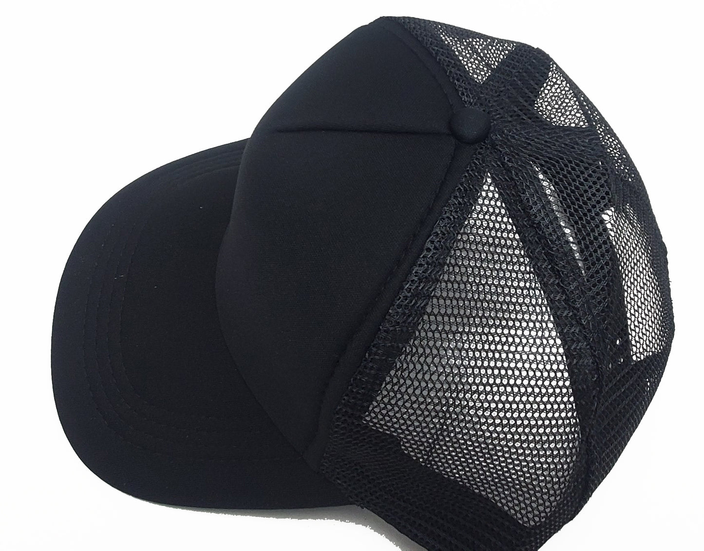 Foam/Mesh Trucker Cap - Black 5 Panel adjustable hat