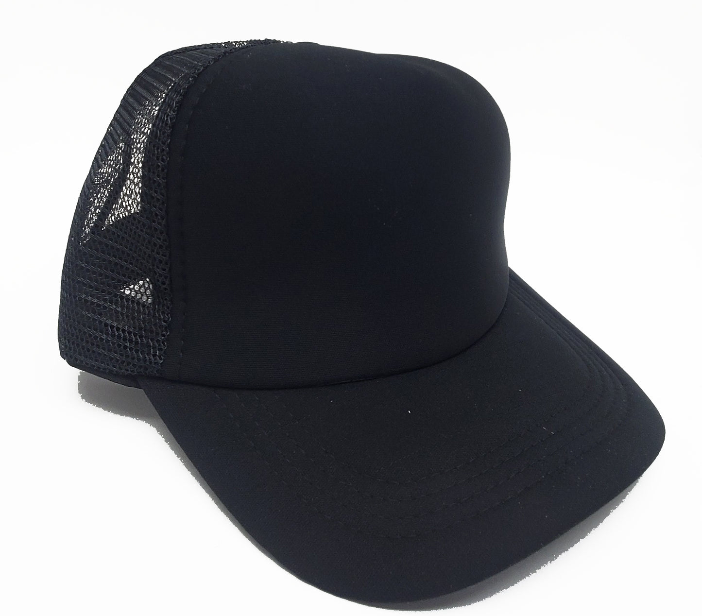 Foam/Mesh Trucker Cap - Black 5 Panel adjustable hat