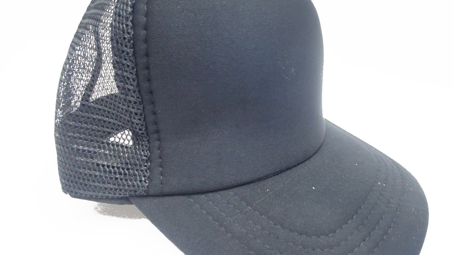 Foam/Mesh Trucker Cap - Black 5 Panel adjustable hat