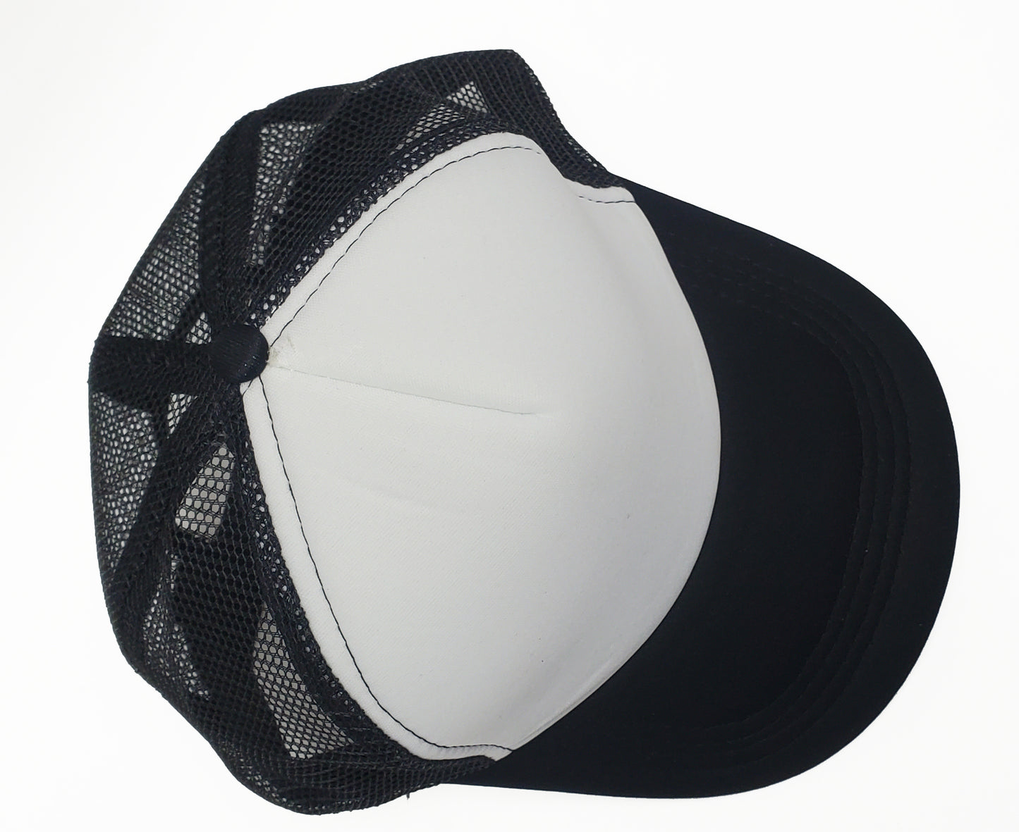 White & Black Foam/Mesh Trucker Cap -5 Panel adjustable hat