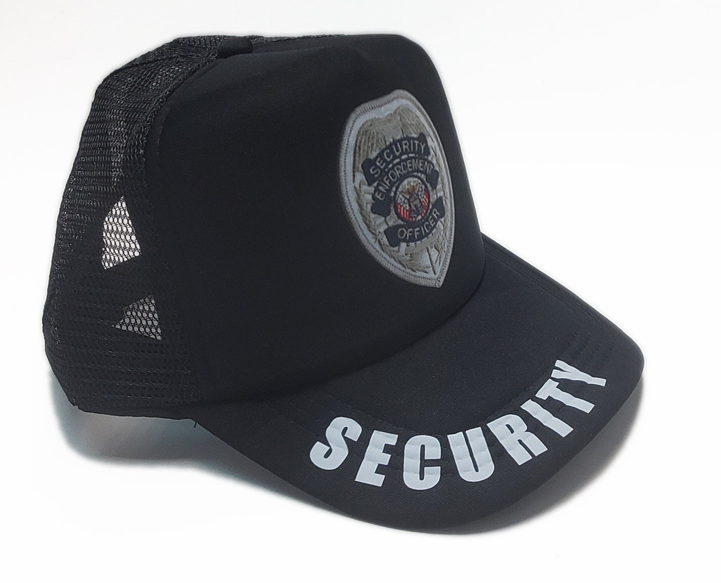 Stitch effect Mesh Back Security Cap - Foam Front - Black - Adult Adjustable - Breathable