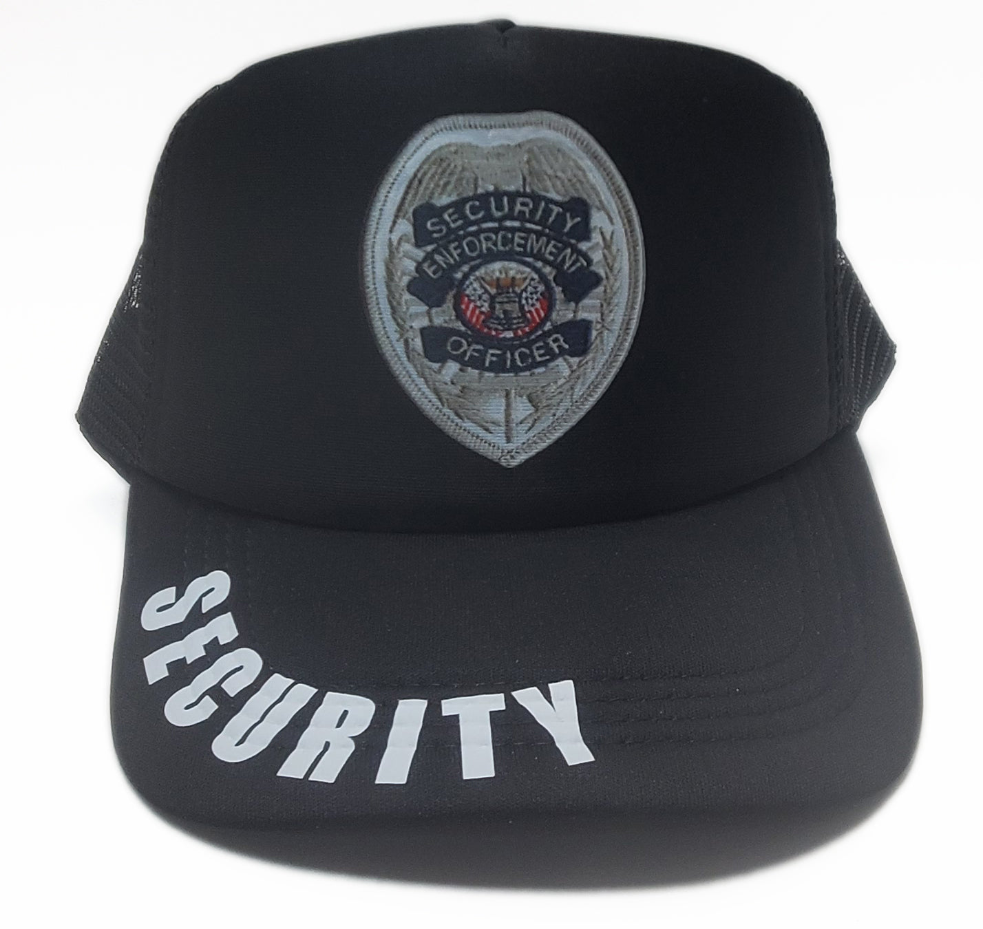 Stitch effect Mesh Back Security Cap - Foam Front - Black - Adult Adjustable - Breathable