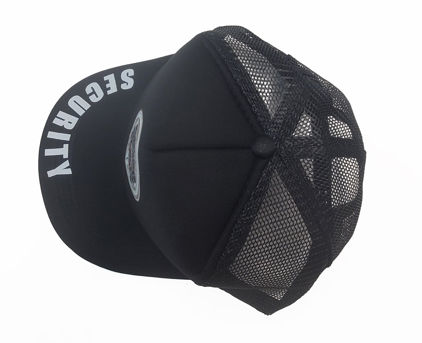 Stitch effect Mesh Back Security Cap - Foam Front - Black - Adult Adjustable - Breathable