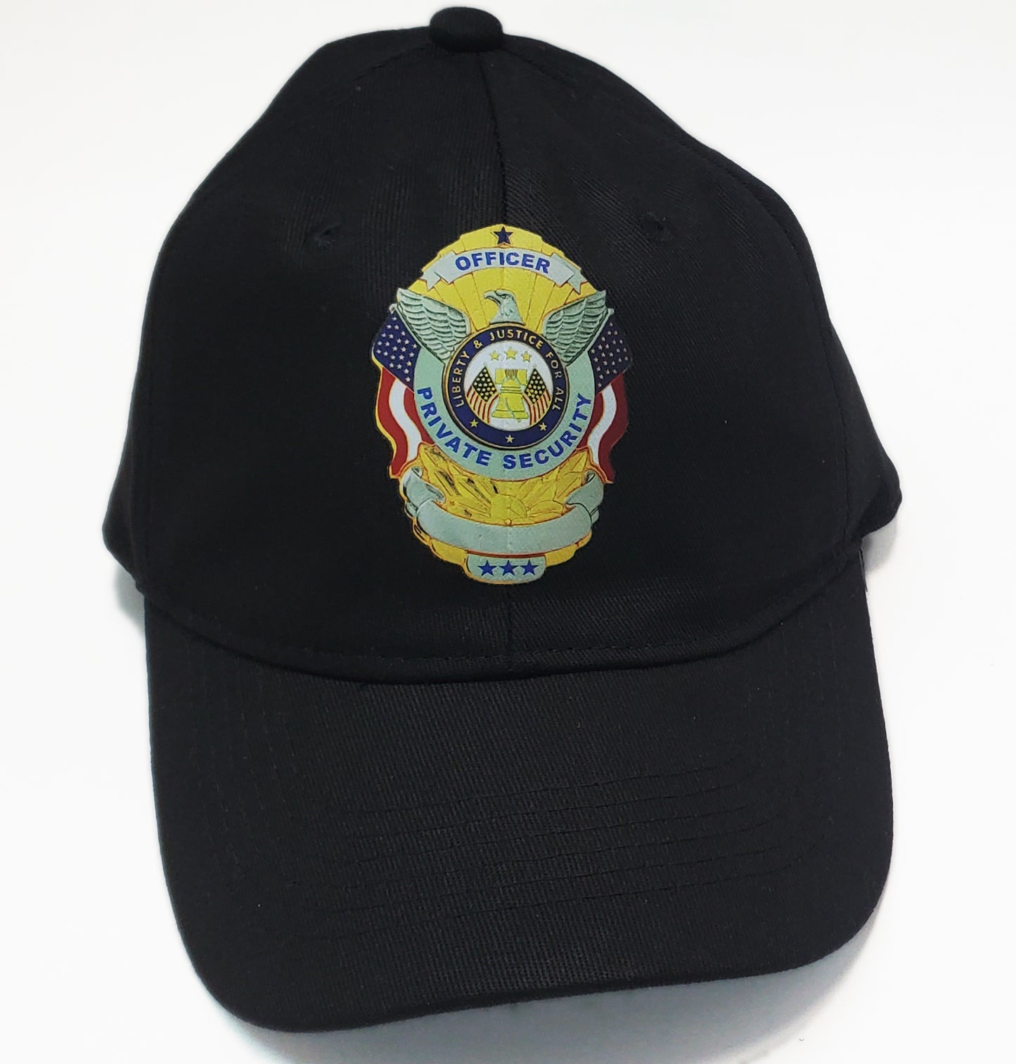 Security Cap - Private Security | Metallic Look / Stitch effect - Unstructured - Black - Adult Adjustable - Breathable