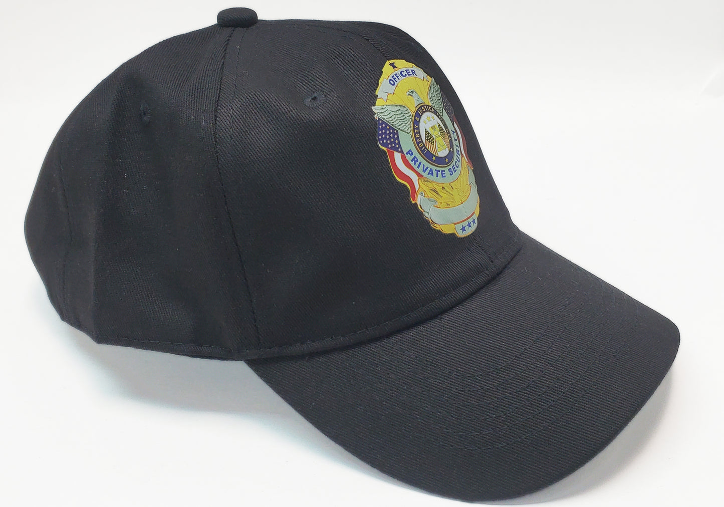 Security Cap - Private Security | Metallic Look / Stitch effect - Unstructured - Black - Adult Adjustable - Breathable