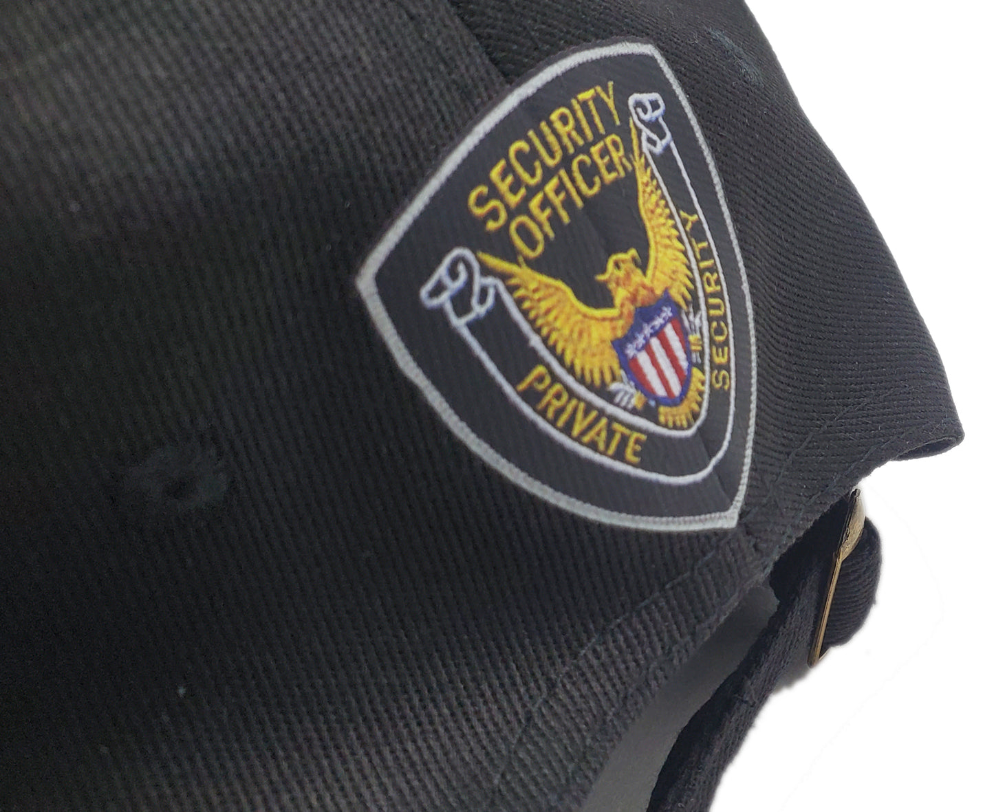 Security Cap - Private Security | Metallic Look / Stitch effect - Unstructured - Black - Adult Adjustable - Breathable