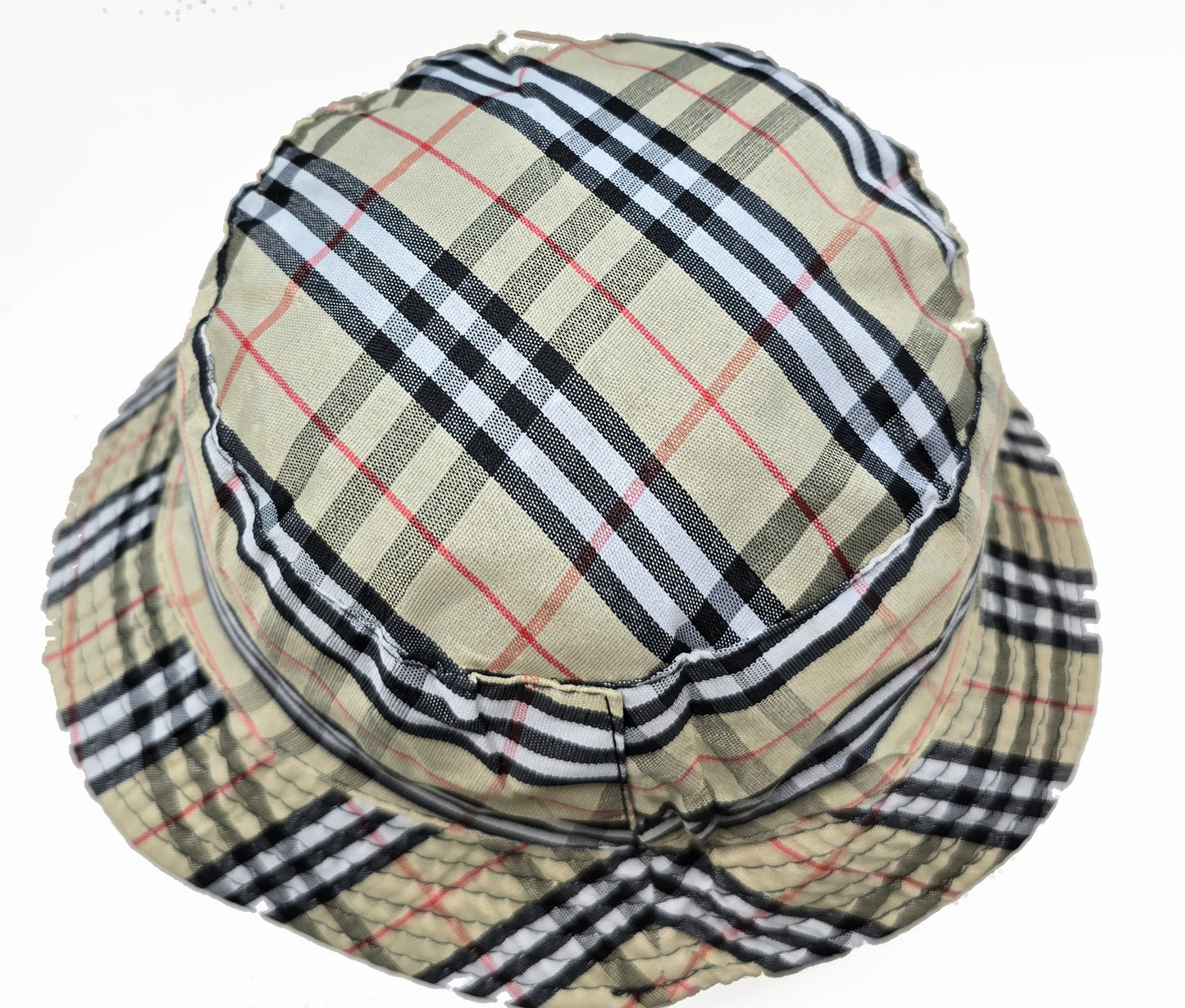 Black Bucket Cap Reversible Plaid Pattern Bucket Hat Adult Size