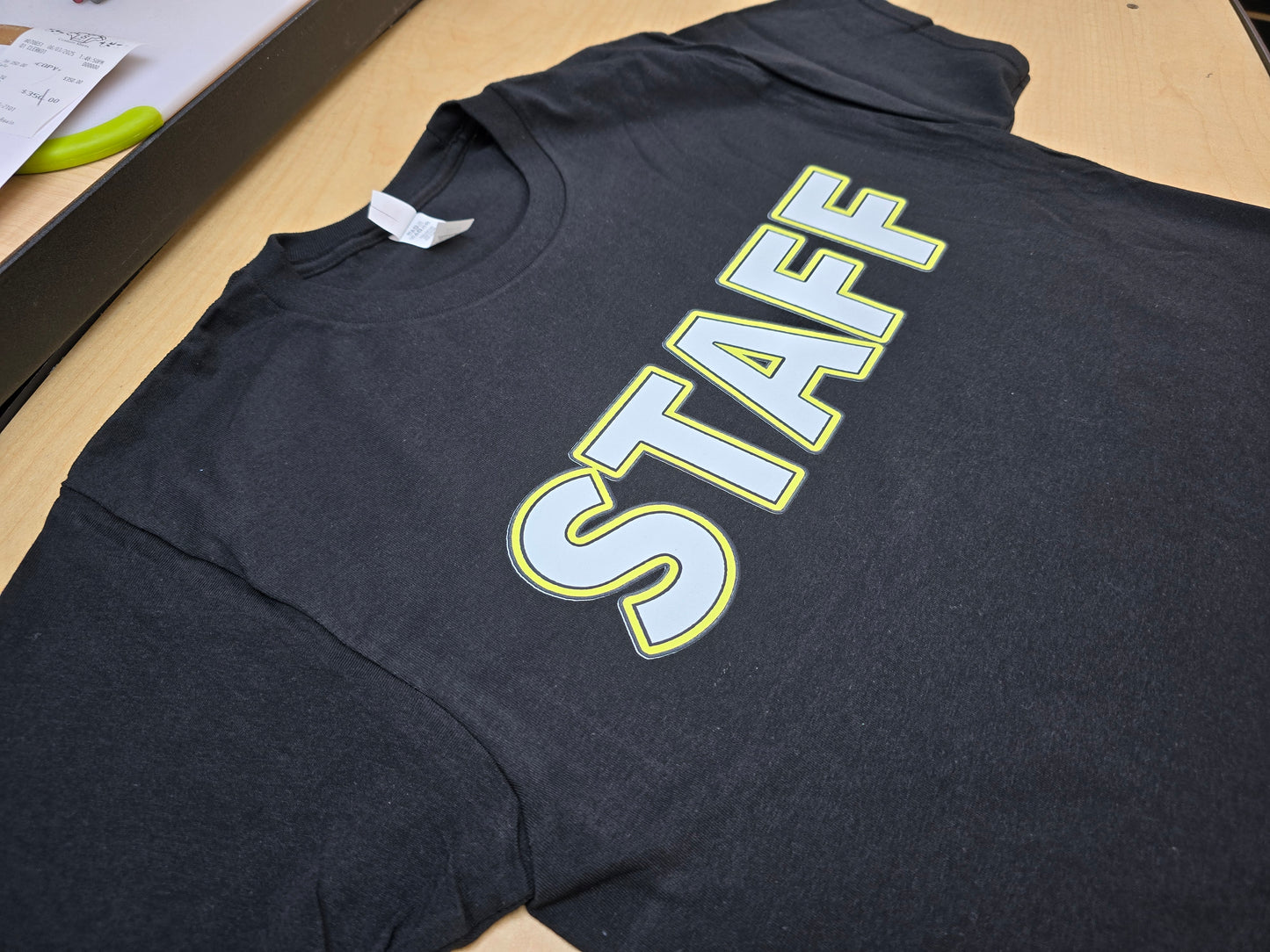 Staff T-Shirt Highlighted print Short Sleeves Black Cotton volunteers worker employee staff coordinator (Copy)