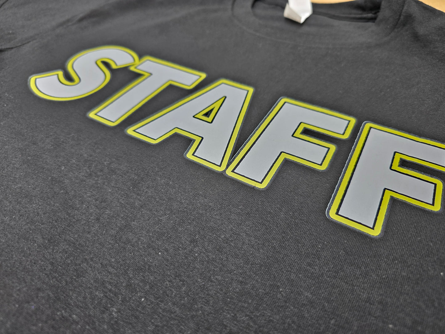 Staff T-Shirt Highlighted print Short Sleeves Black Cotton volunteers worker employee staff coordinator (Copy)
