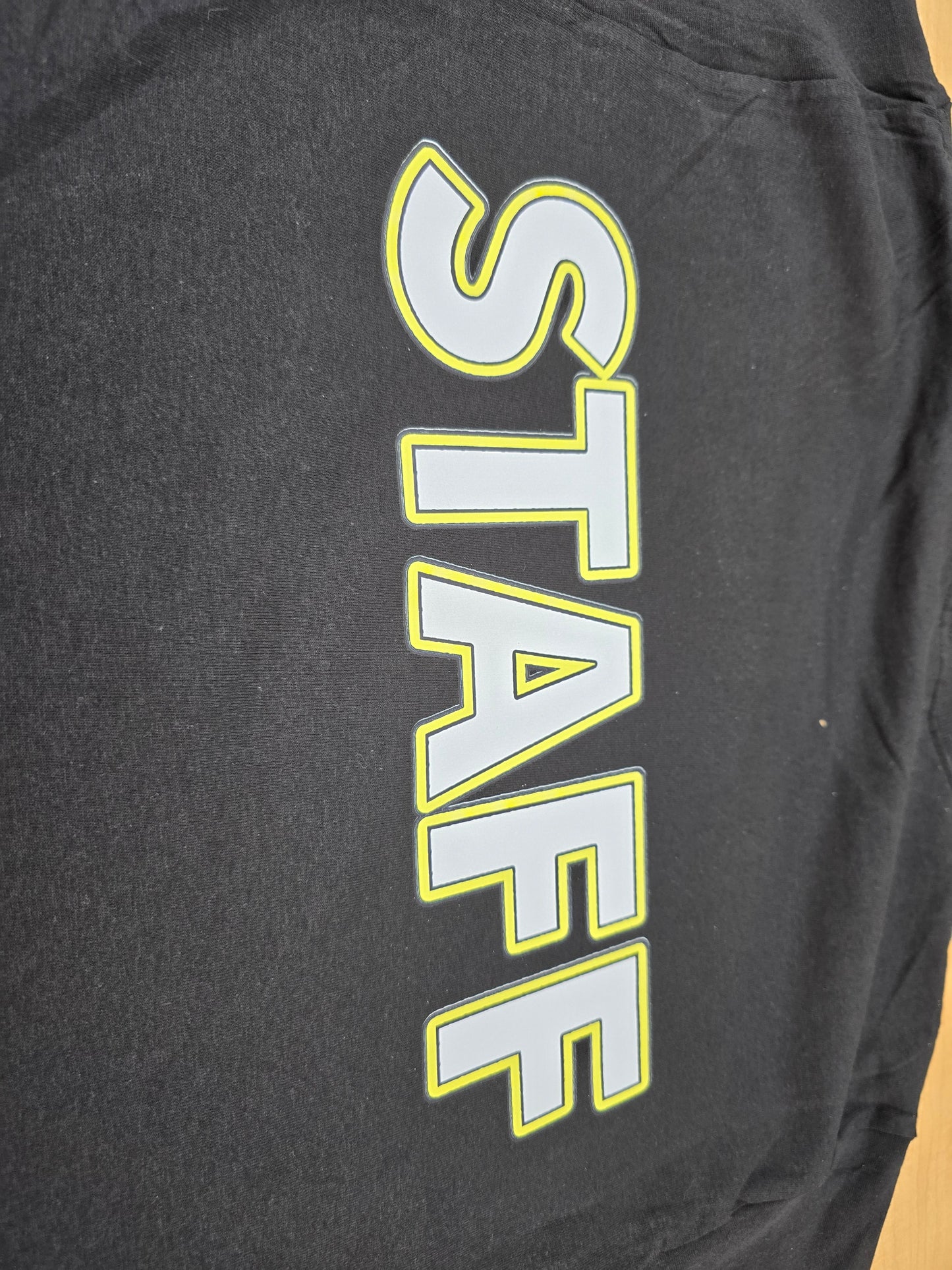 Staff T-Shirt Highlighted print Short Sleeves Black Cotton volunteers worker employee staff coordinator (Copy)