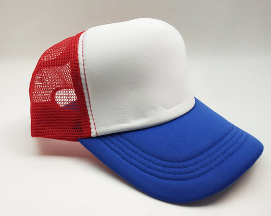 Red White Blue Foam/Mesh Trucker Cap -5 Panel adjustable hat