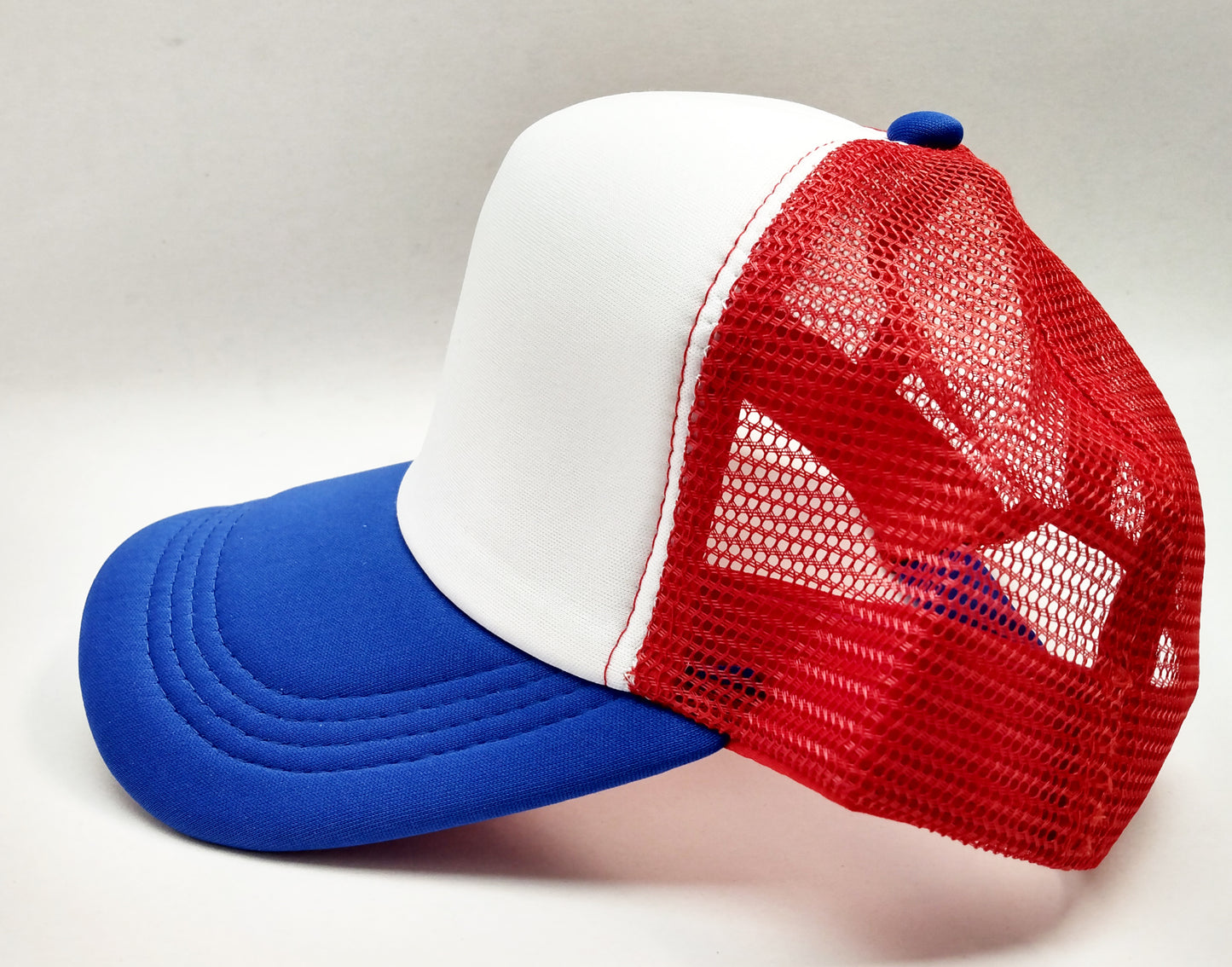 Red White Blue Foam/Mesh Trucker Cap -5 Panel adjustable hat