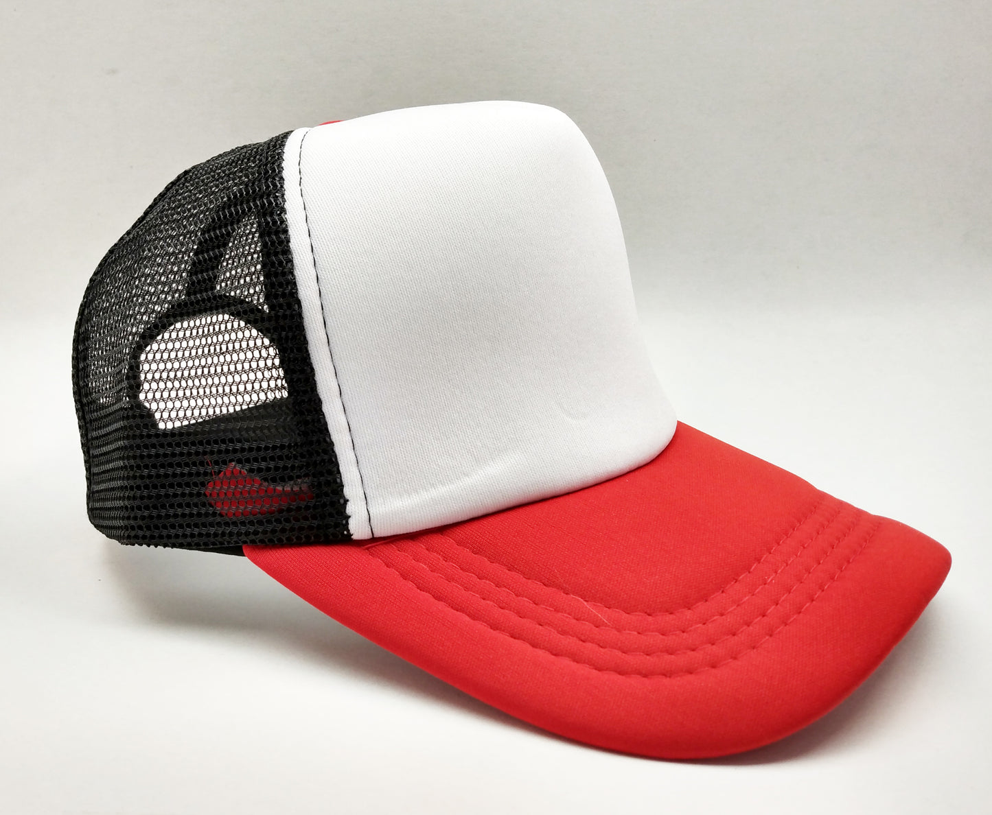 Red White Black Foam/Mesh Trucker Cap -5 Panel adjustable hat