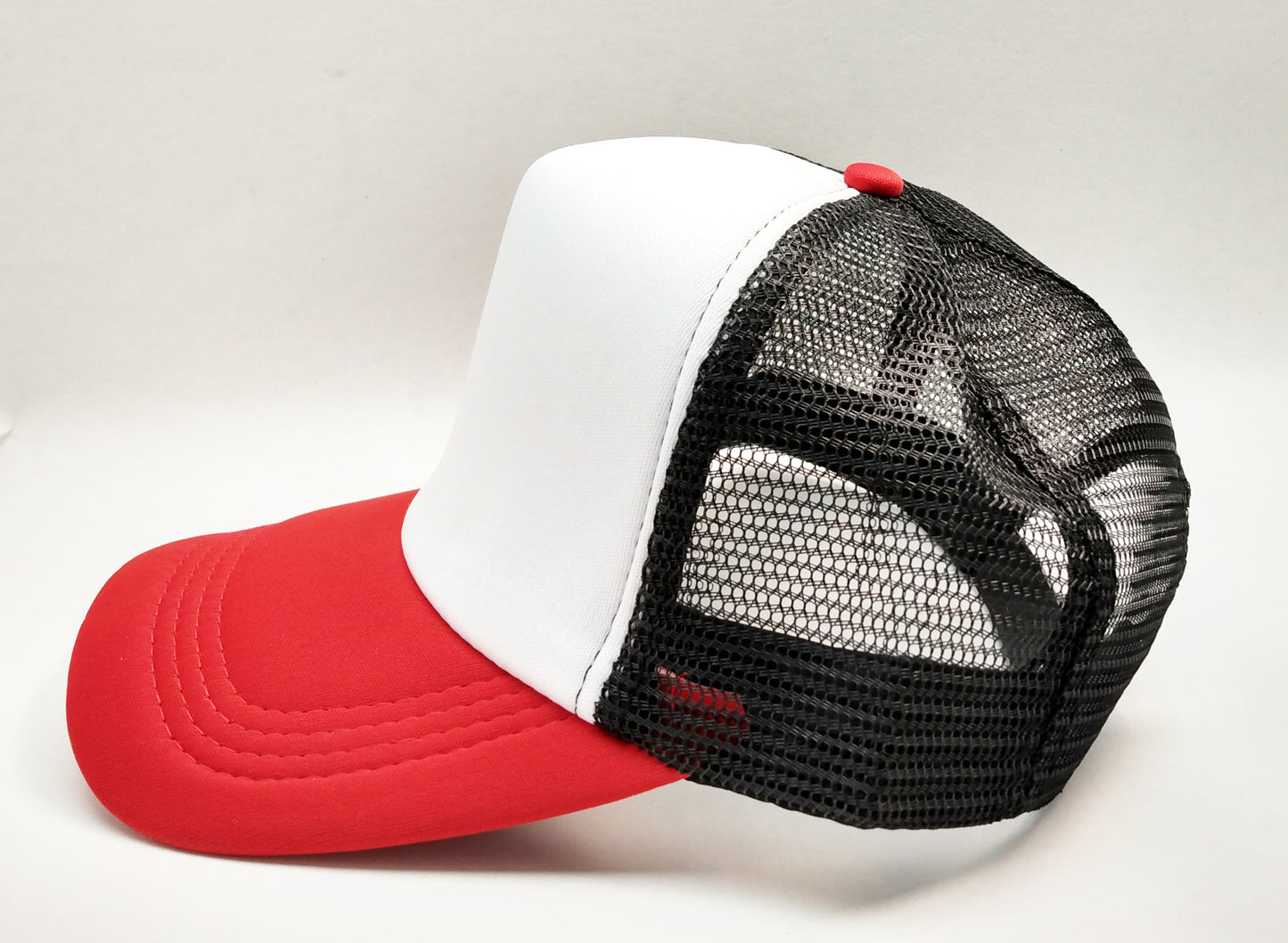 Red White Black Foam/Mesh Trucker Cap -5 Panel adjustable hat