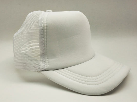 White Foam/Mesh Trucker Cap -5 Panel adjustable hat