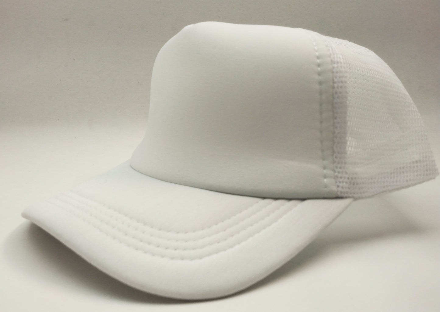 White Foam/Mesh Trucker Cap -5 Panel adjustable hat