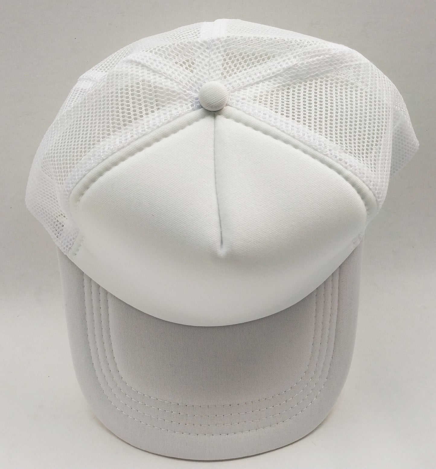 White Foam/Mesh Trucker Cap -5 Panel adjustable hat