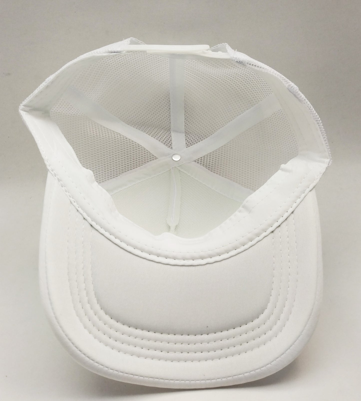 White Foam/Mesh Trucker Cap -5 Panel adjustable hat