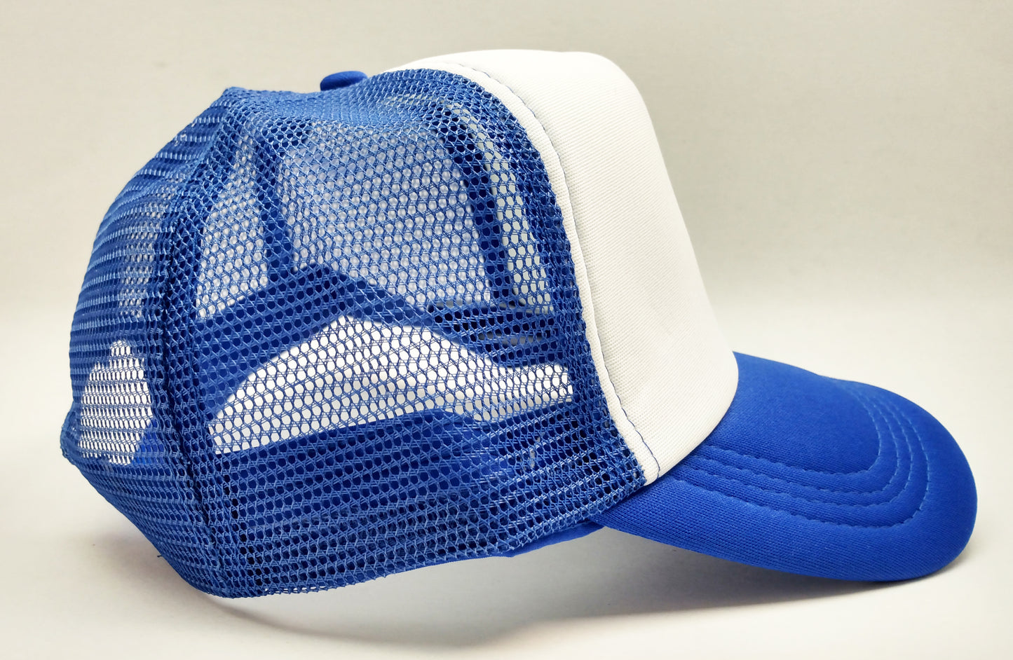 Royal Blue & White Foam/Mesh Trucker Cap -5 Panel adjustable hat