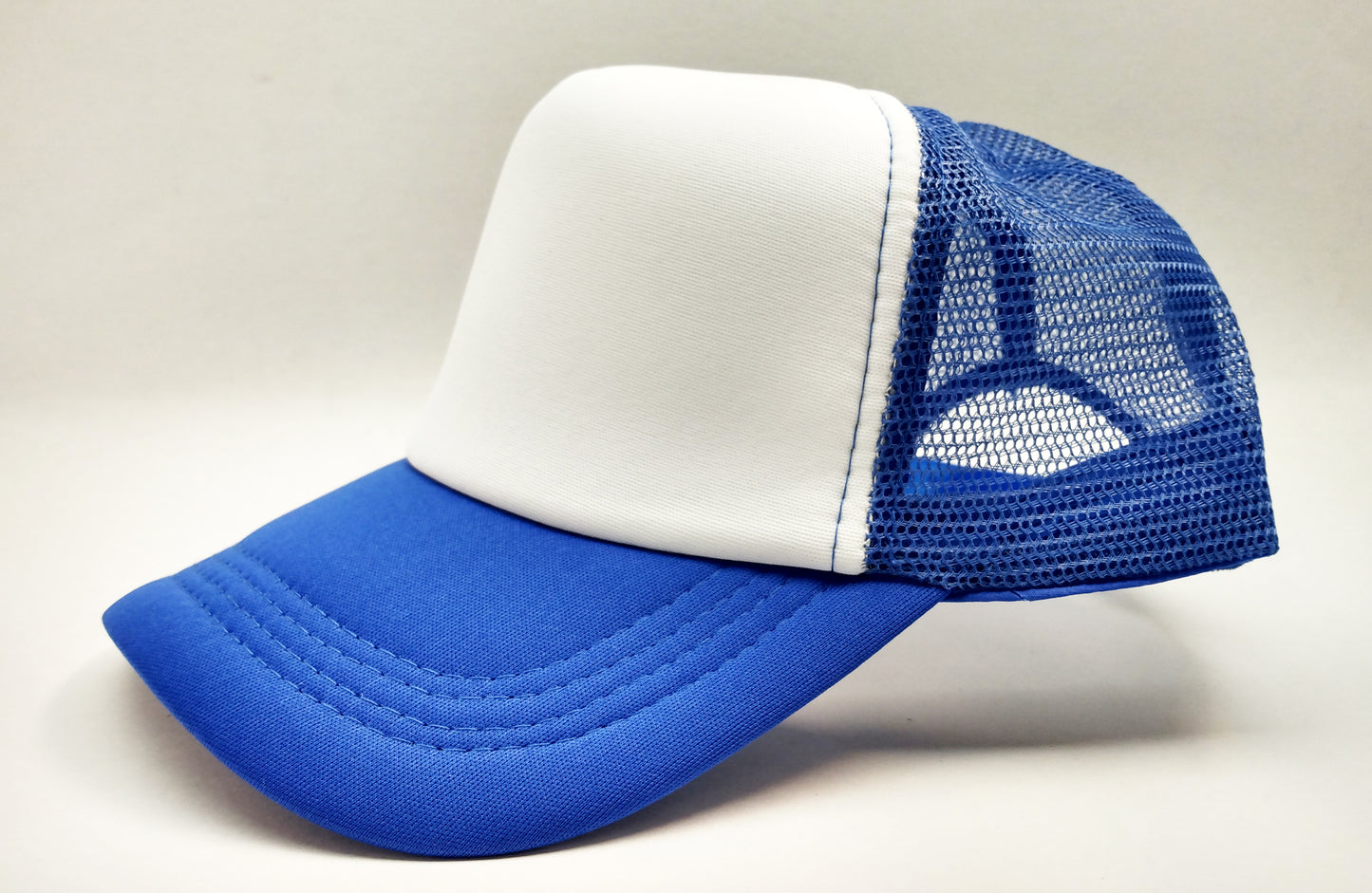 Royal Blue & White Foam/Mesh Trucker Cap -5 Panel adjustable hat