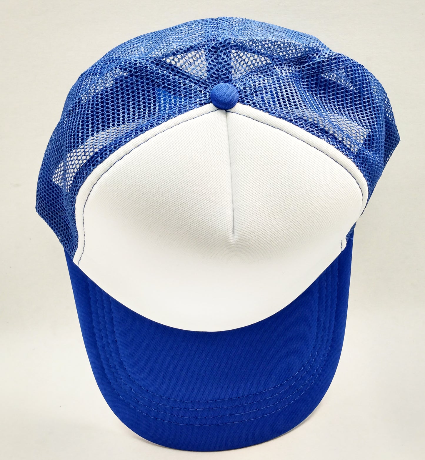 Royal Blue & White Foam/Mesh Trucker Cap -5 Panel adjustable hat