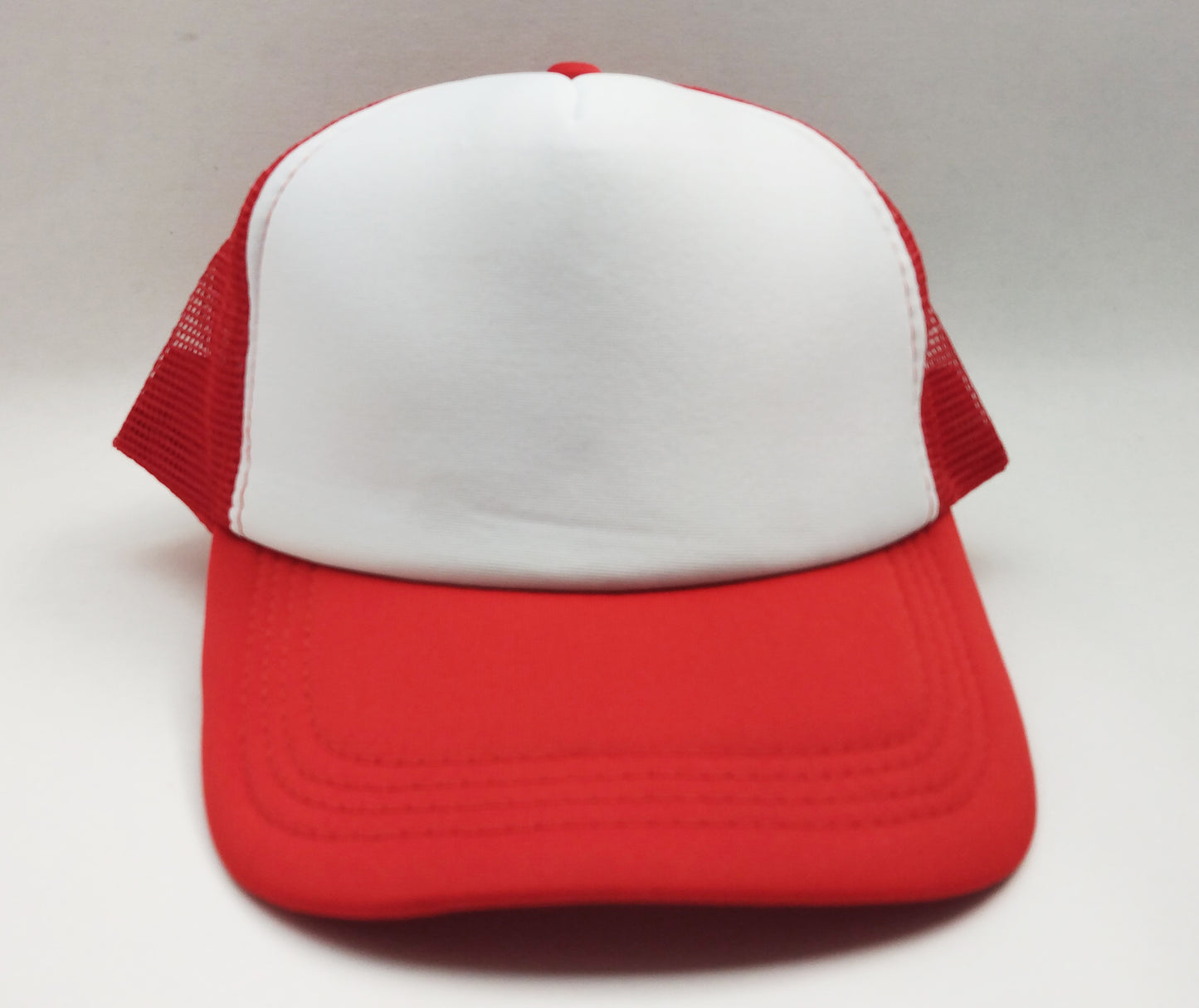 Red & White Foam/Mesh Trucker Cap -5 Panel adjustable hat