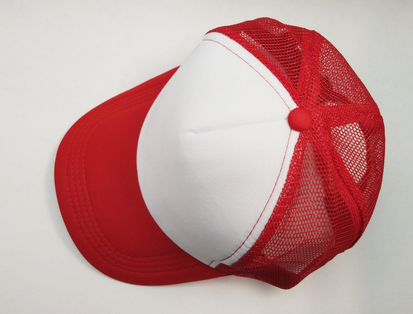 Red & White Foam/Mesh Trucker Cap -5 Panel adjustable hat