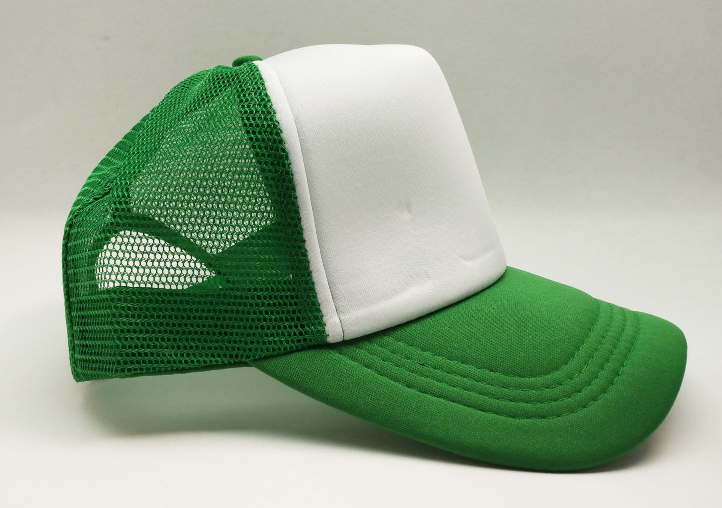 Kelly Green & White Foam/Mesh Trucker Cap -5 Panel adjustable hat