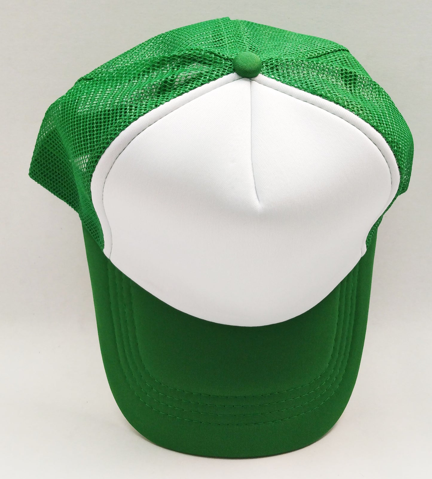 Kelly Green & White Foam/Mesh Trucker Cap -5 Panel adjustable hat