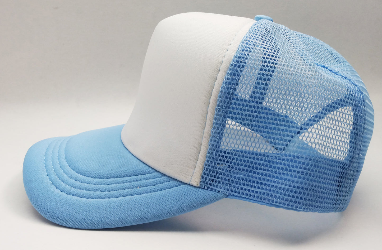 Sky Blue & White Foam/Mesh Trucker Cap -5 Panel adjustable hat