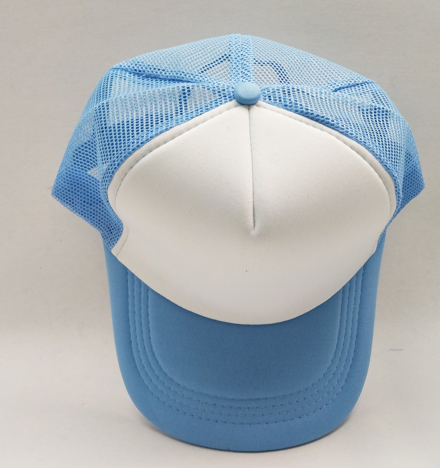 Sky Blue & White Foam/Mesh Trucker Cap -5 Panel adjustable hat