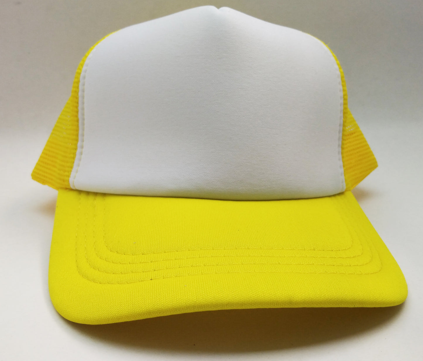 Yellow & White Foam/Mesh Trucker Cap -5 Panel adjustable hat