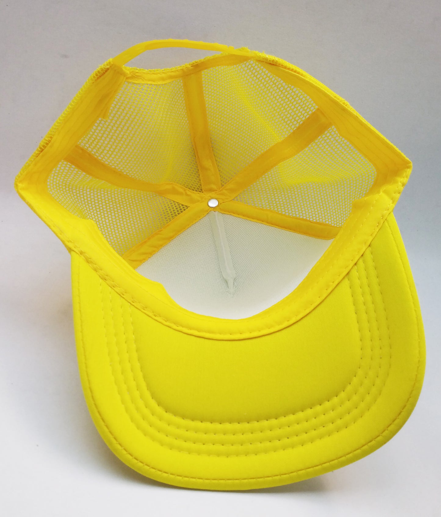 Yellow & White Foam/Mesh Trucker Cap -5 Panel adjustable hat