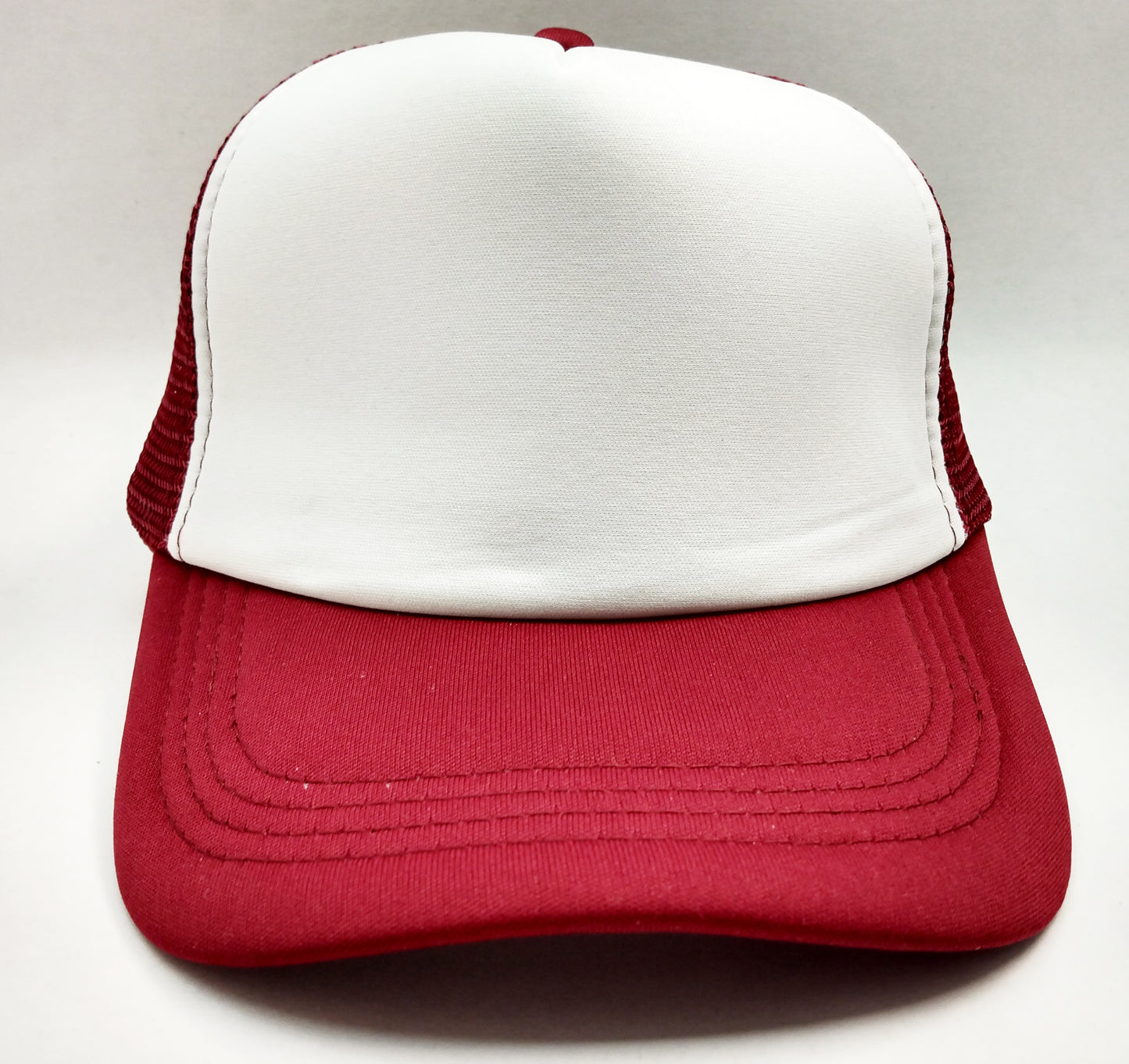 Maroon & White Foam/Mesh Trucker Cap -5 Panel adjustable hat