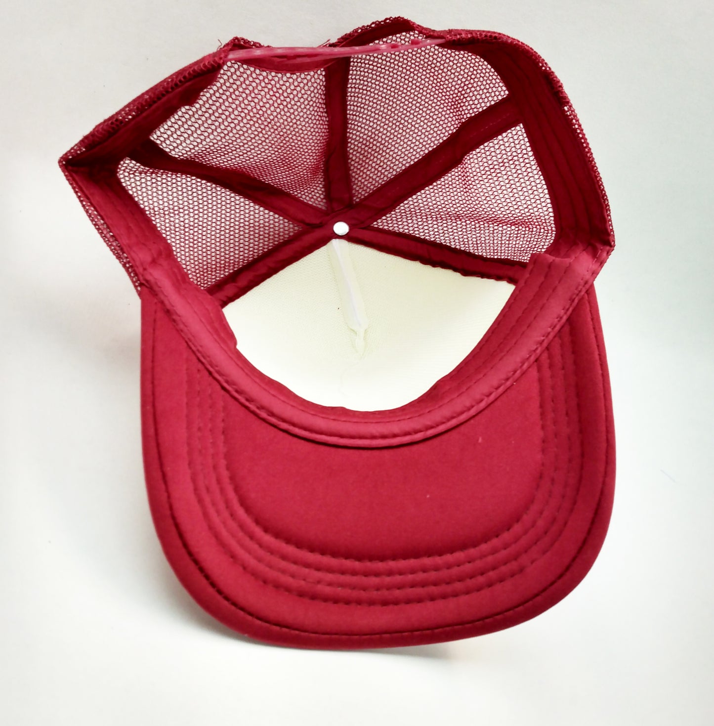 Maroon & White Foam/Mesh Trucker Cap -5 Panel adjustable hat