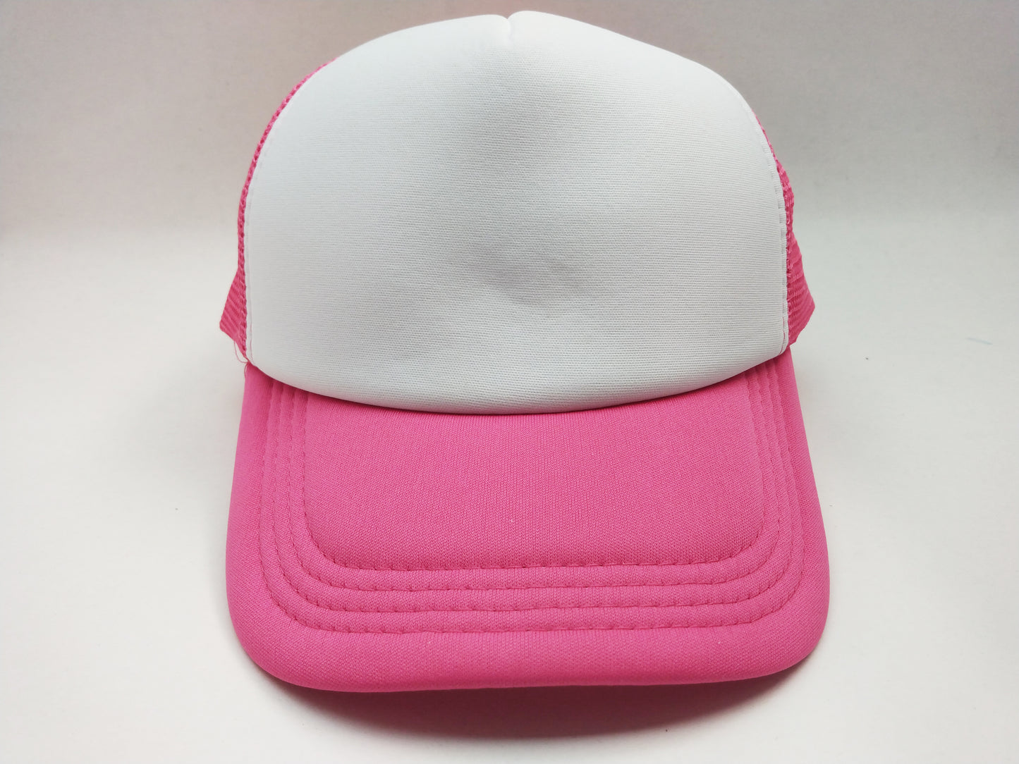 Hot Pink & White Foam/Mesh Trucker Cap -5 Panel adjustable hat